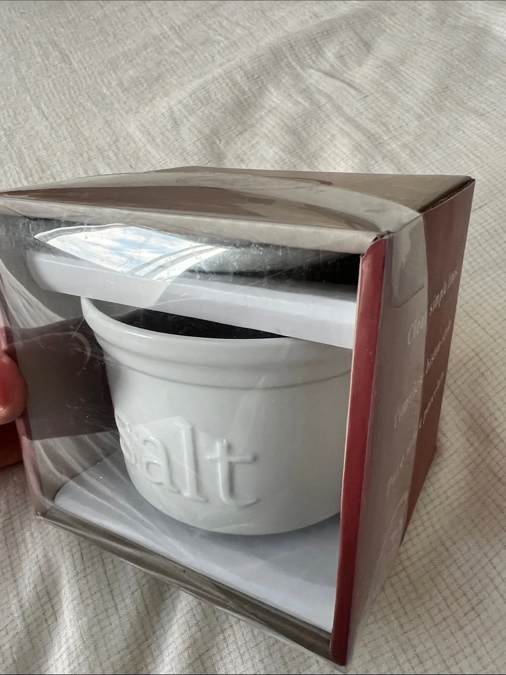 Ceramic Salt Keeper - White Salt Cellar with Lid